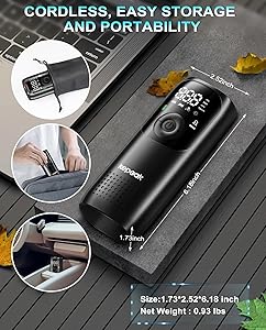 Tire Inflator Portable Air Compressor - Bike Tire Pump, 150PSI Cordless Air Pumps for Car Tires, Auto Off, Electric Tire Pump for Car, Motorcycle, Bicycle