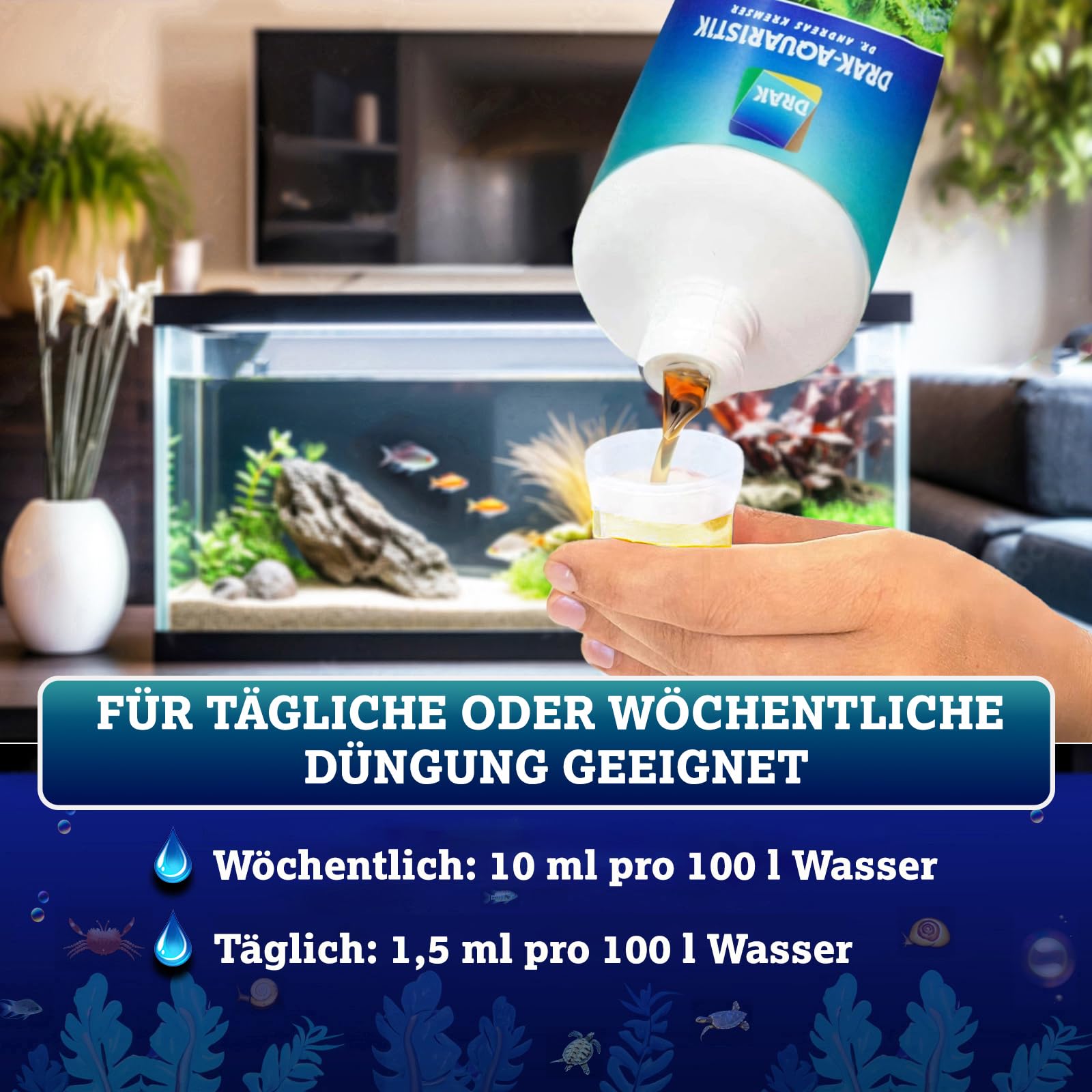 DRAK-Aquaristik Ferrdrakon Fertiglsung 0,5l Eisendnger Aquarium |  Aquarium Pflanzendnger hochkonzentriert | Flssig Dnger fr Intensive  Blattfrbung | Basis-Dngung fr Aquarienpflanzen Wachstum : Amazon.de:  Haustier