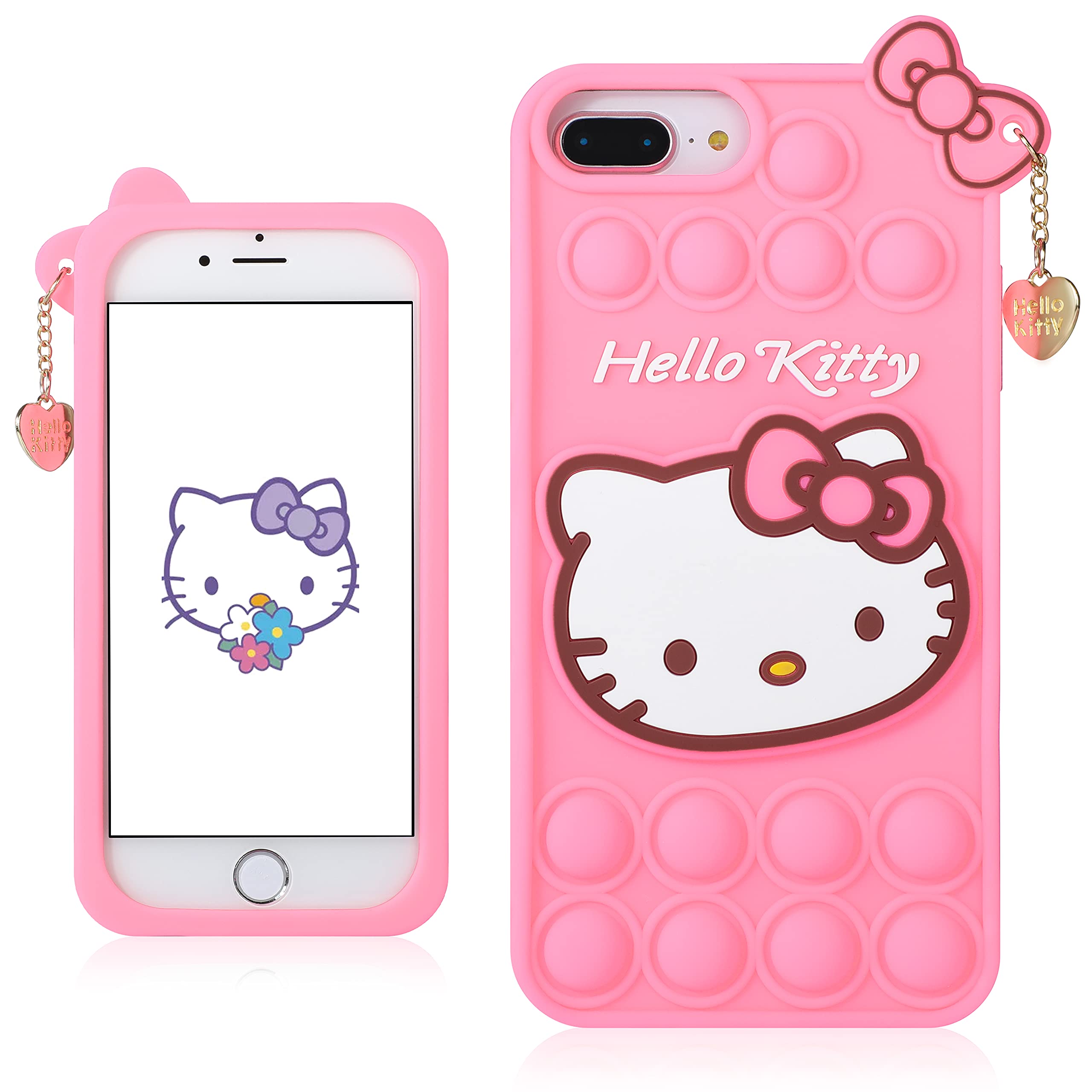 Koecya for iPhone 6/6s/7/8 Plus Case Bubble Fidget Cute Cartoon Silicone  Phone Cover Cases for Girls Girly Boys Kids Teens Anime Design Funny Fun