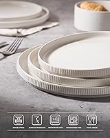 Vista 4 de famiware Star Platos de Ensalada para 6, Juego de Platos de 8 pulgadas, Vajilla de Gres, Platos Pequeños para Postre, Ensalada, Aperitivo, Blanco
