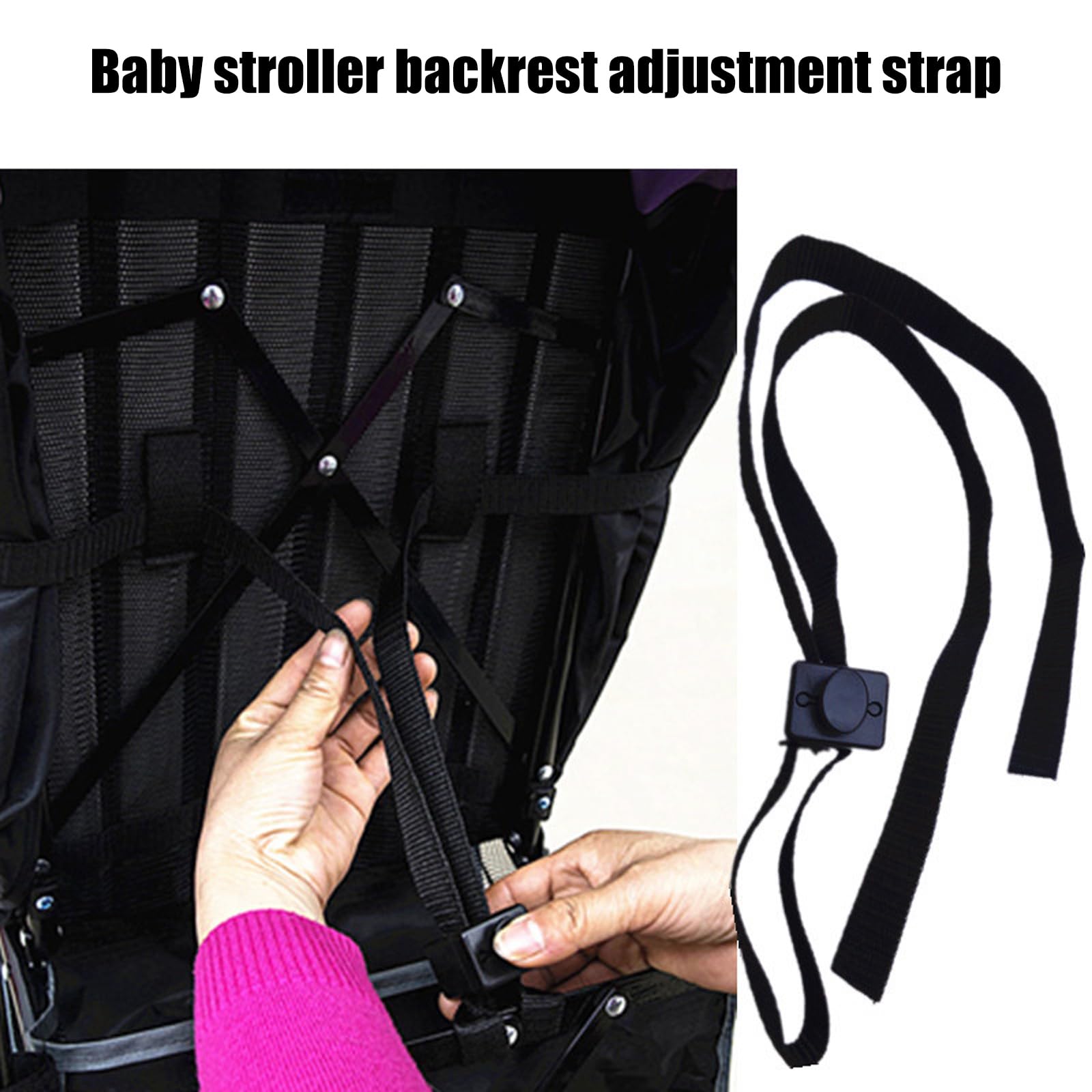 Sangle de dossier réglable pour poussette de bébé - Position du siège inclinable - Sangle en nylon - Installation facile - Dossier réglable