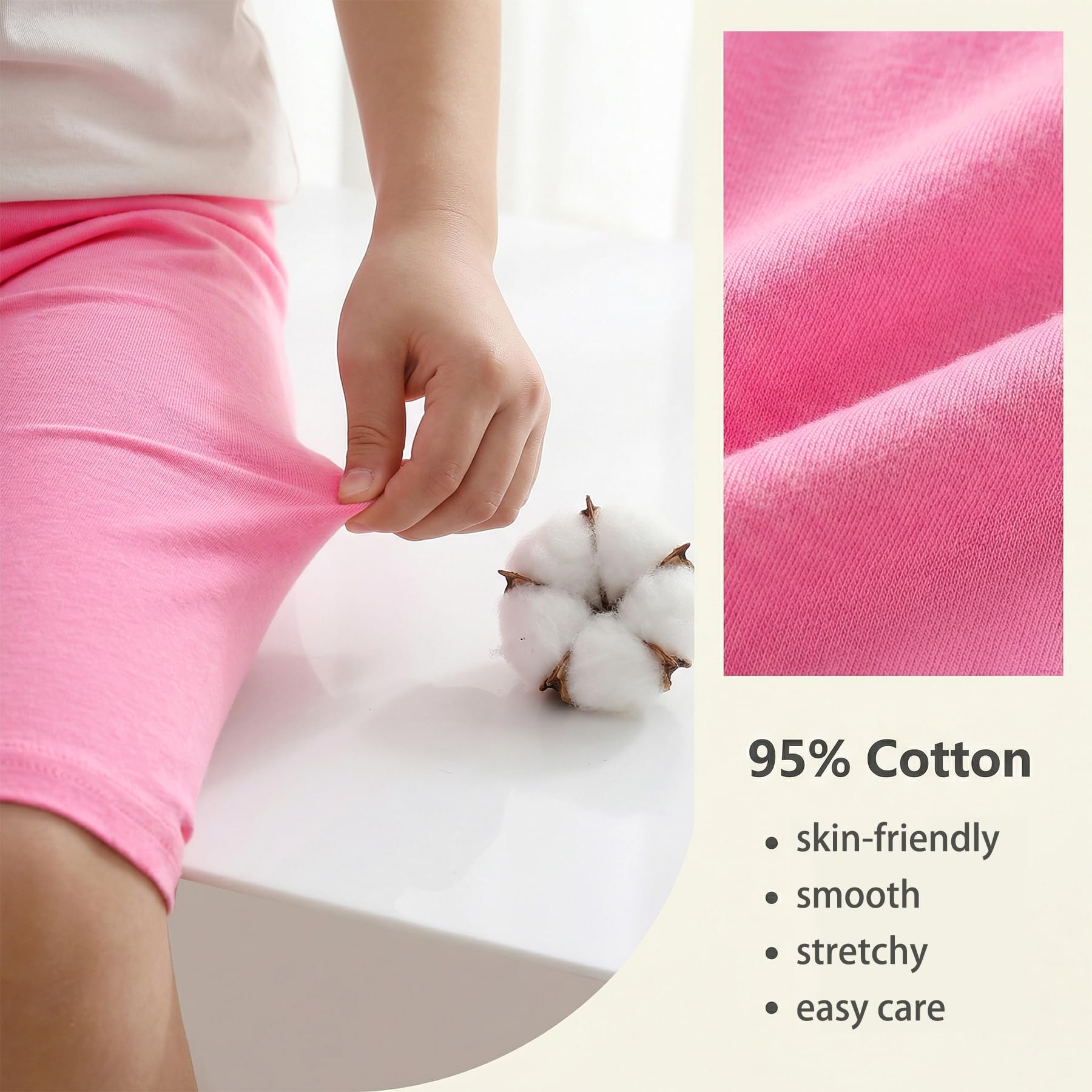 JinBei Leggings Niña Mallas 3/4 Pantalones Algodón Cortos Capri Pantalón Verano Transpirable Cintura Elástica Ciclismo Danza Deportivos Unicolor Infantiles Legging Pack de 3 para 6-13 años — view 5