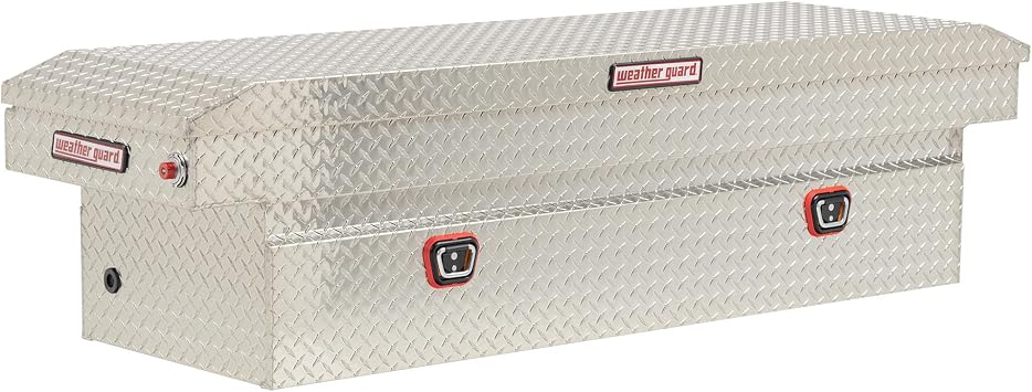 Weather Guard, 71.5in. Saddle Box, Width 72 in, Material Aluminum, Color Finish Diamond Plate Silver, Model# 127-0-03