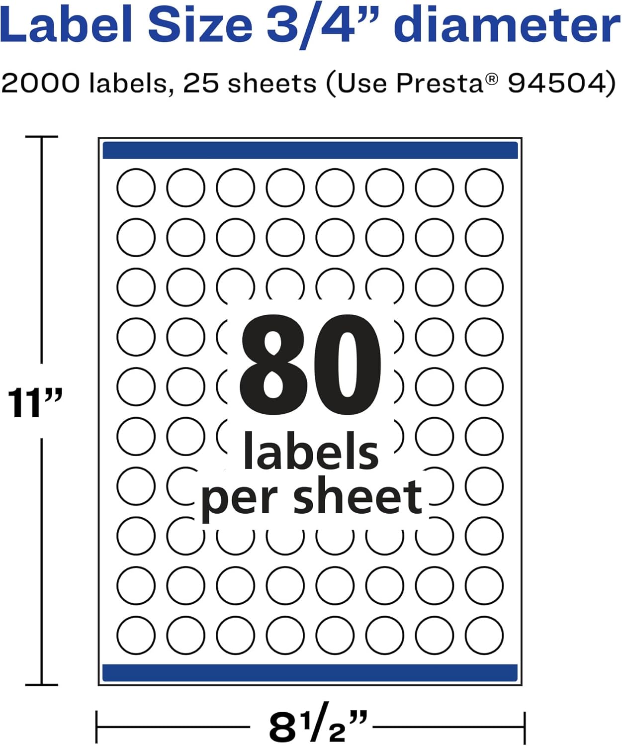 Avery Matte Clear Round Labels, Sure Feed Technology, 0.75" Diameter, 2,000 Matte Clear Labels, Print-to-The-Edge, Laser/Inkjet Printable