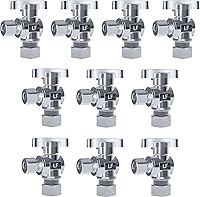 VINTEX 10-Pack Brass Angle Stop Valves 5/8" OD x 3/8" OD Compression - Lead-Free Quarter-Turn Shut-Off for Toilets & Faucets