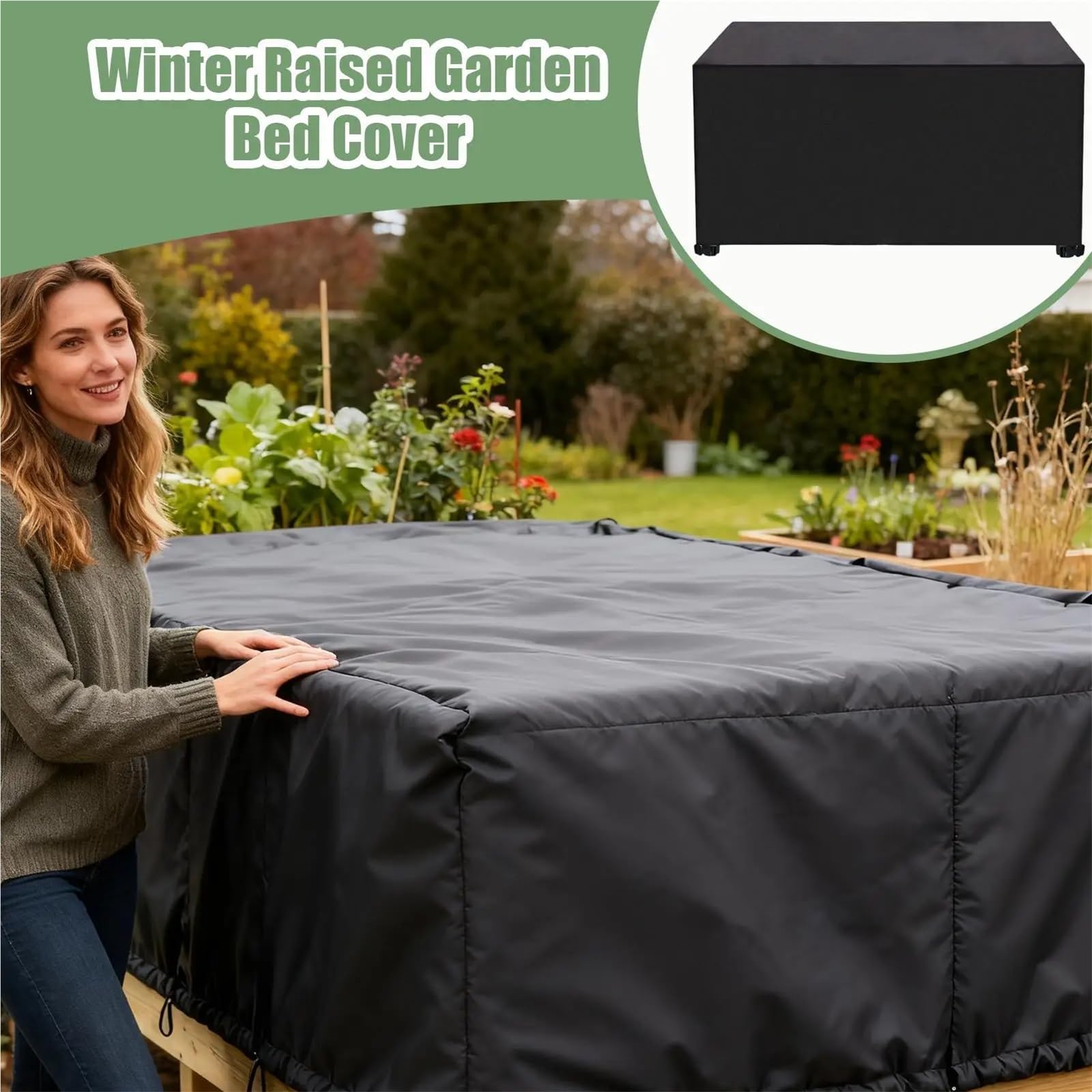 Housse de jardin imperméable avec cordon de serrage pour jardinière de tomate, fleurs de fraise, myrtille (noir)