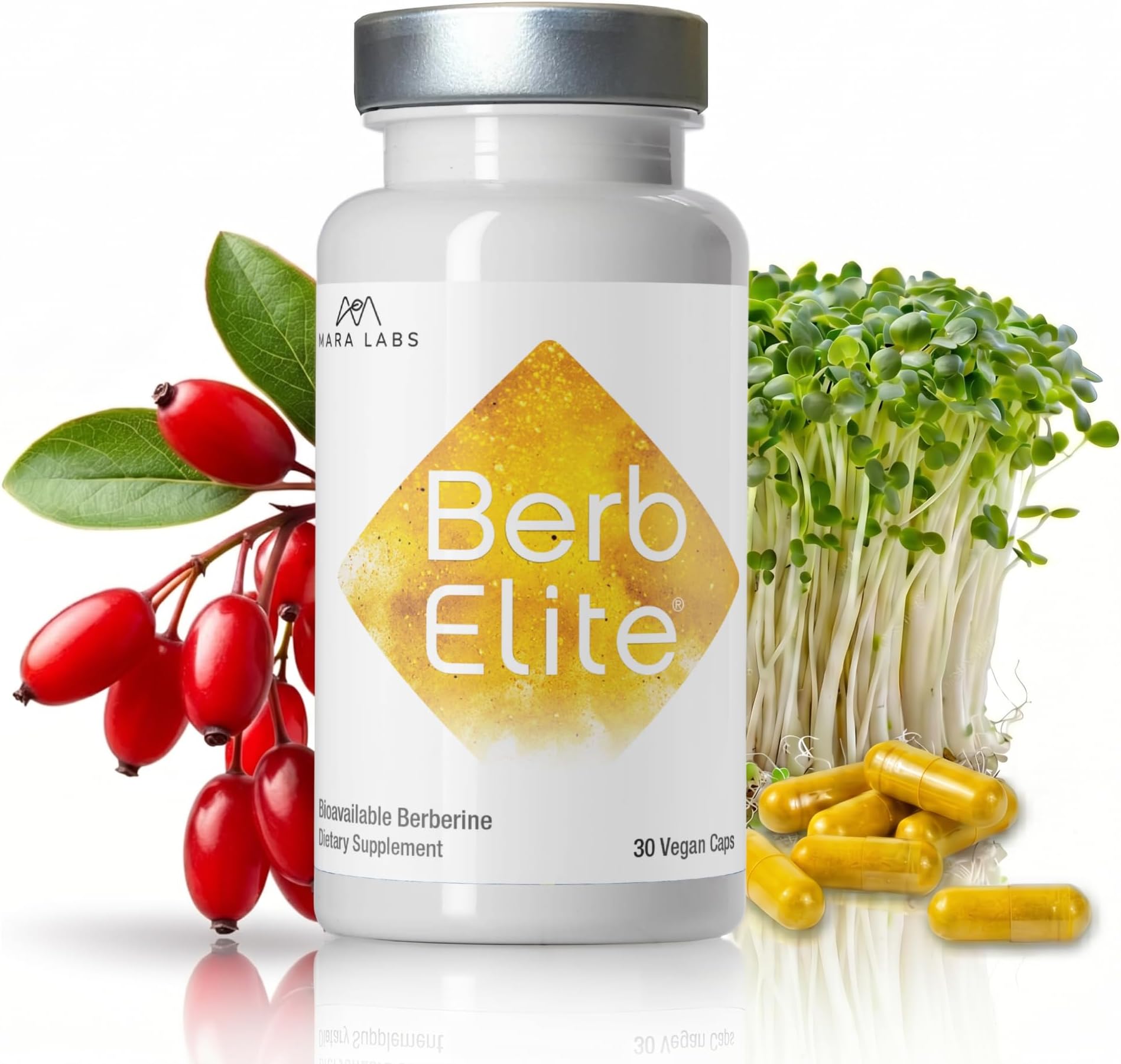 - Mara Labs BerbElite | 350mg Berberine HCL & Broccoli Seed Complex for Increase Bioavailability | 30 Vegan Capsules