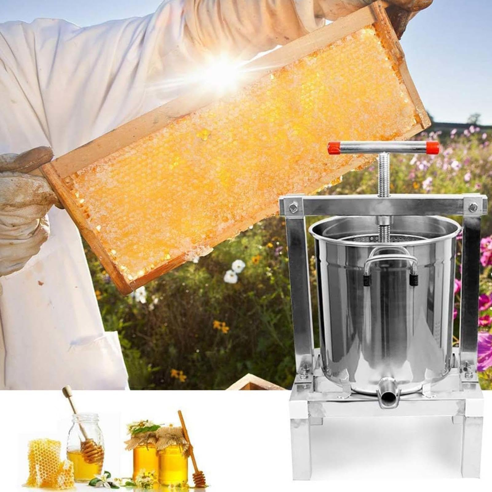 Estrattore Manuale per Miele Pressa per miele in acciaio inox manual honey press extractor Attrezzatura apicoltura per Uva Frutta e Verdura Uso Domestico