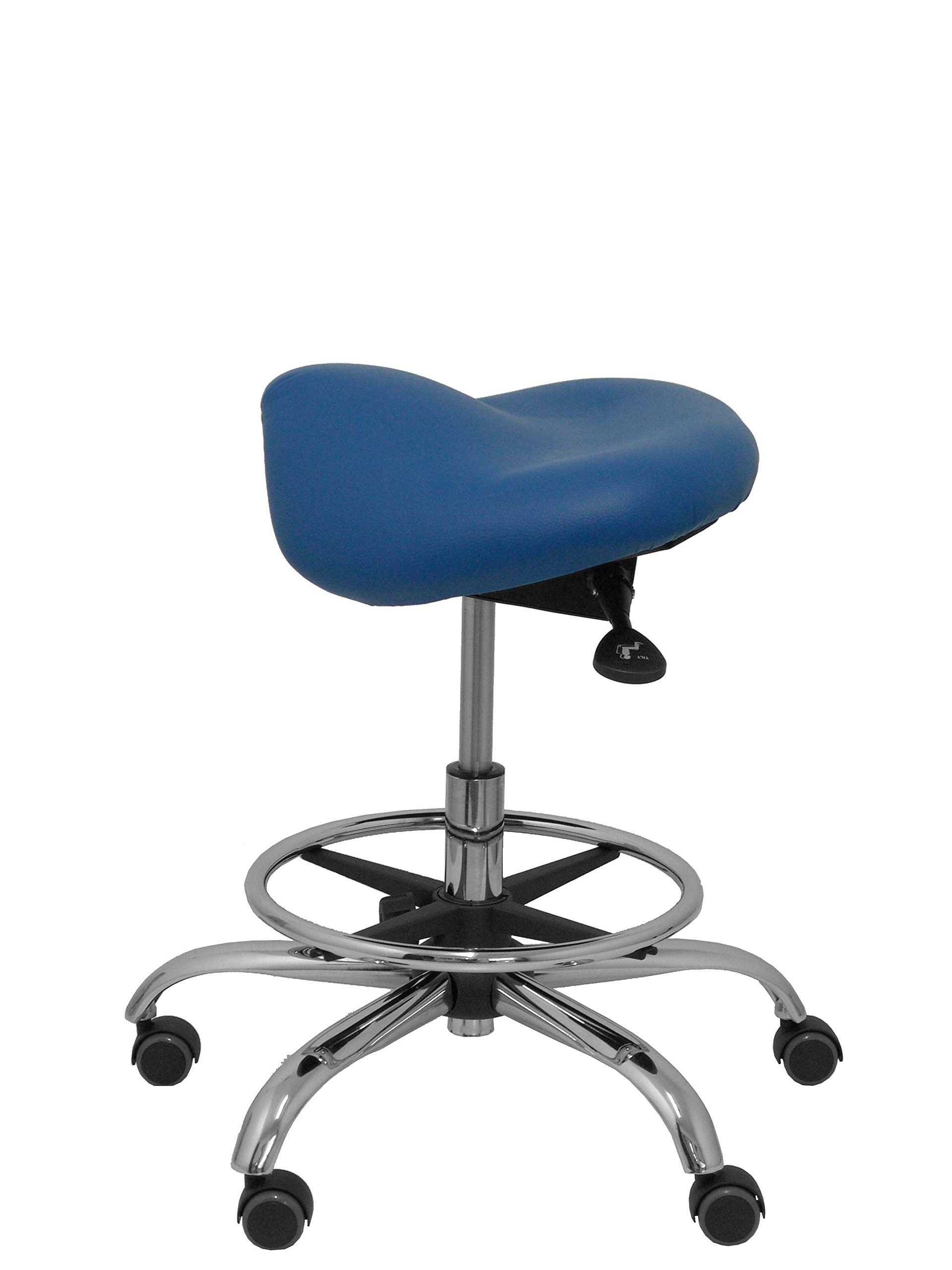Piqueras y Crespo Taburete clínico, Piel, Azul, Talla Unica