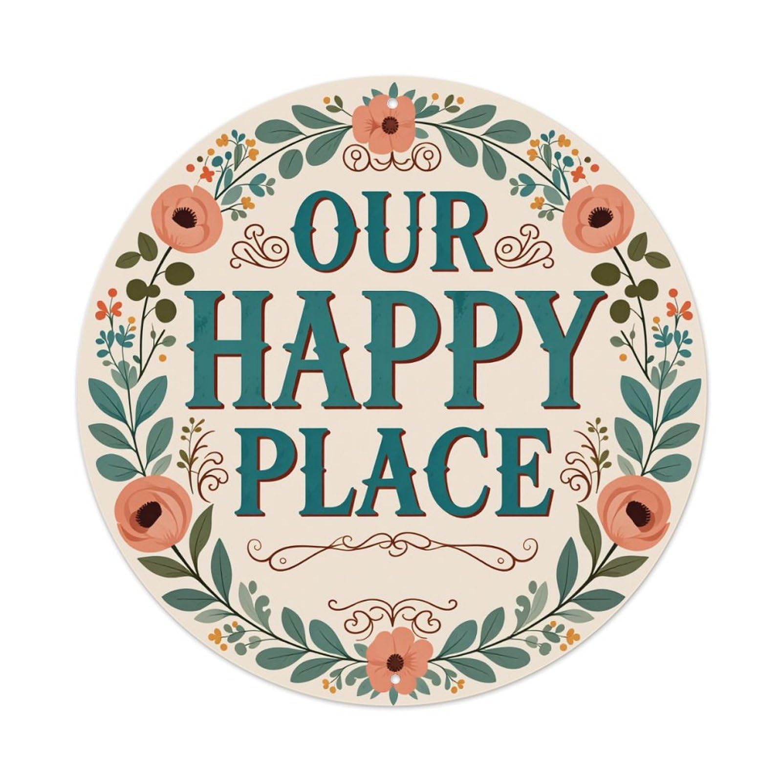 Floral Wreath Text Design Pattern Metal Tin Sign Vintage Garden Bedroom Cafe Bar Man Cave Home Wall Decor Metal Poster 8x8 inches