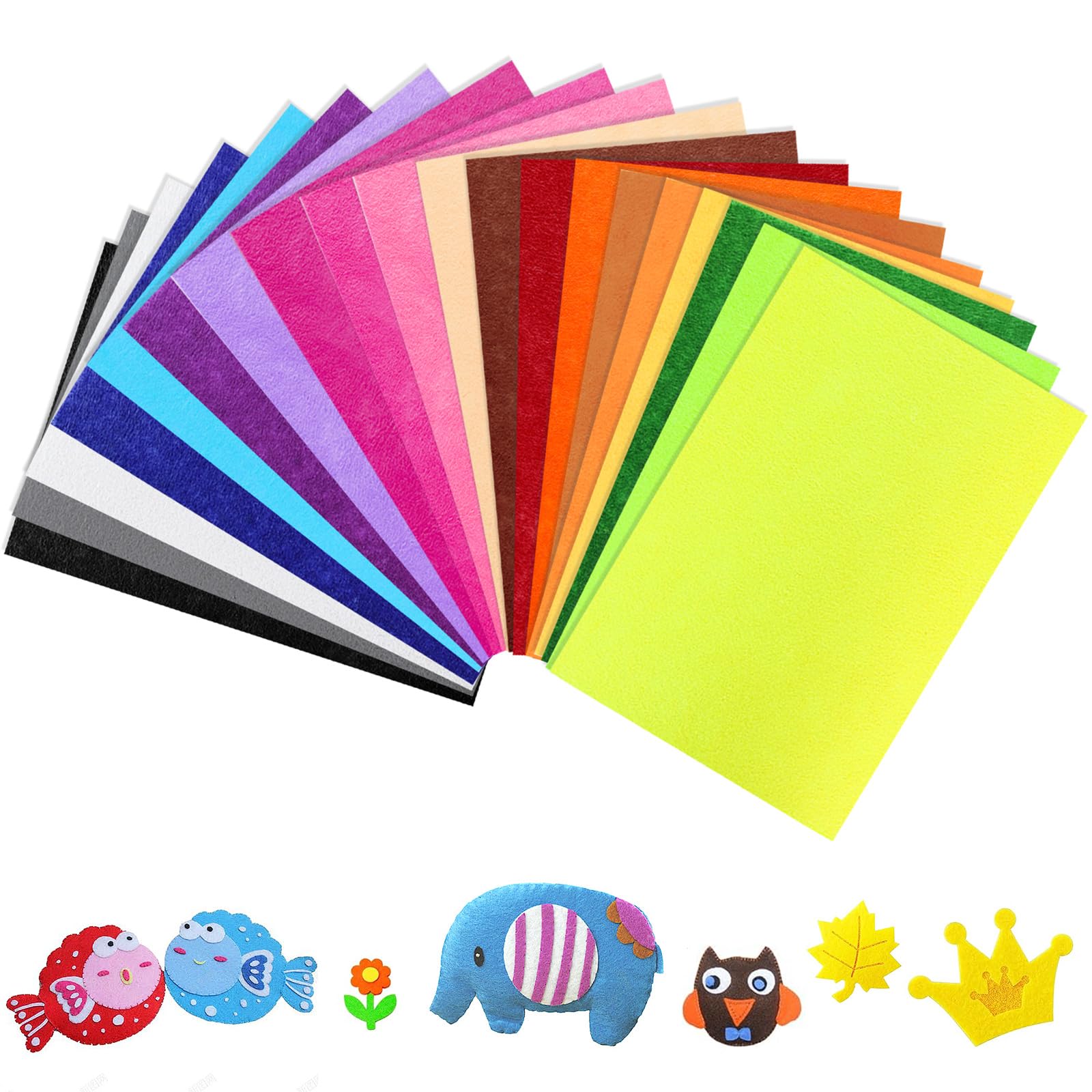 winbest20 PCS Felt Fabric Sheets, 1mm 30 * 20 cm Assorted Coloured Craft Felt DIY Sewing Craftwork, A4 Multi-Colour Felt Squares Cut to Size Felt Sheet for Children Art and Craft Scrapbooking