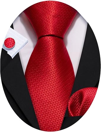 Barry.Wang Designer Classic Ties for Men Set Official Pocket Square Cufflink Check Plaid