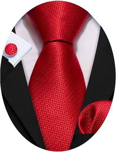 Barry.Wang Designer Classic Ties for Men Set Formal Pocket Square Cufflink Check Plaid