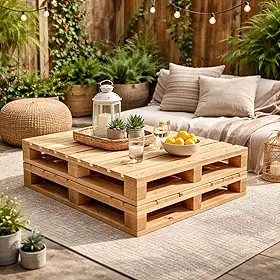 Pallet de Madeira Pinus, Estrado Decorativo Vazado, 70x70cm, para Varanda, Jardim e Decoração, Kit com 2 Unidades (1)