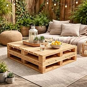 Pallet de Madeira Pinus, Estrado Decorativo Vazado, 70x70cm, para Varanda, Jardim e Decoração, Kit com 2 Unidades (1)