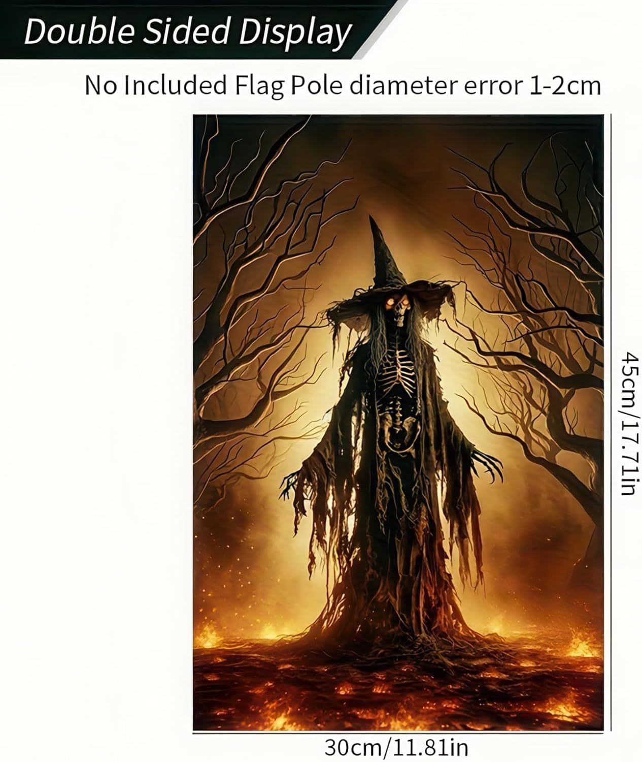 Halloween Garden Flag Spooky Halloween Easter Skeleton Witch Flag Vertical Double Sided Seasonal Holiday Outside Yard Lawn Decor 12x18 Inch - Image 4