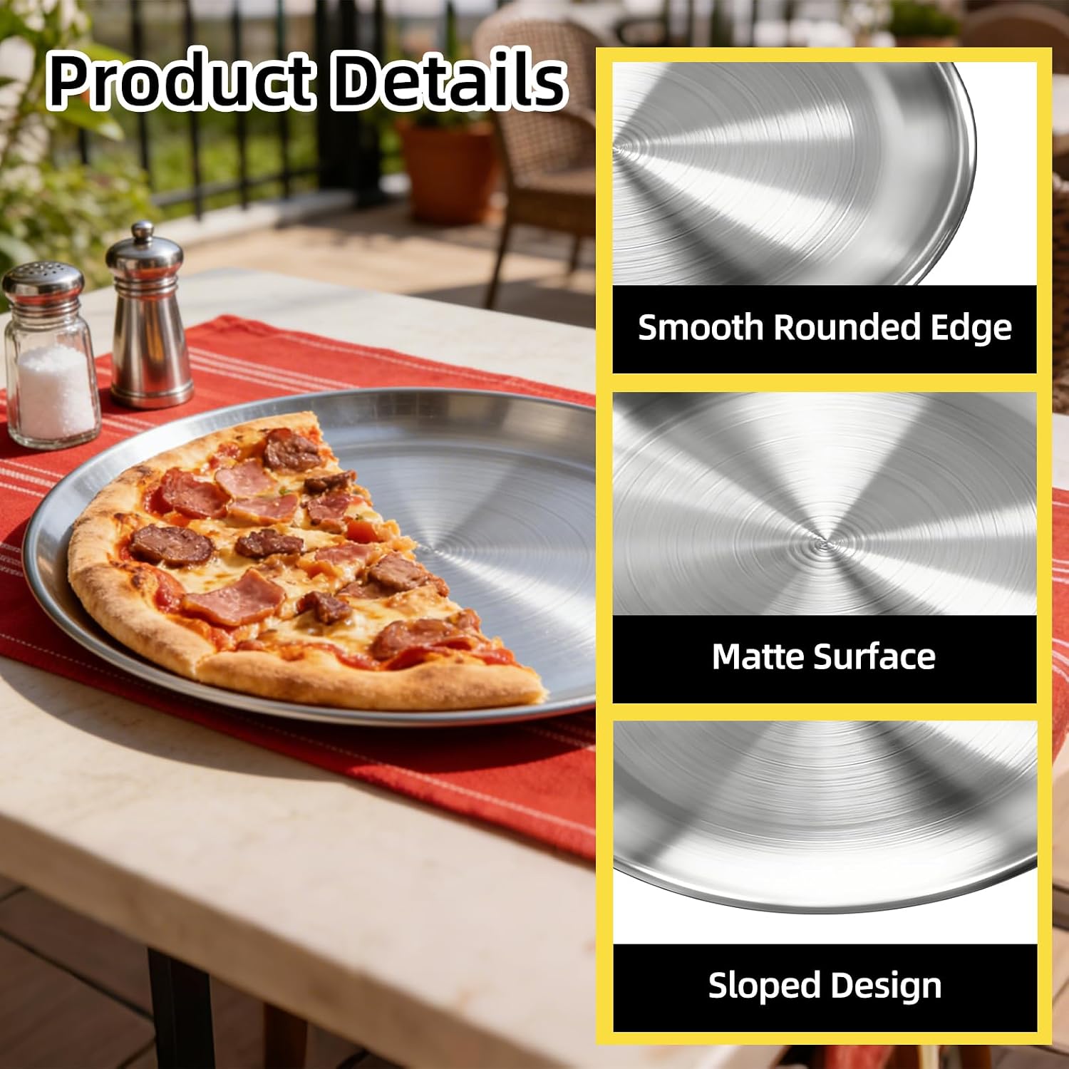 Pizza Pan Set for Oven Stainless Steel Round Pizza Tray Round Pizza Plate for Oven Baking Home Kitchen Restaurant,Dishwasher Safe, Easy Clean (13Inch & 12 Inch & 10 Inch & 8 Inch)