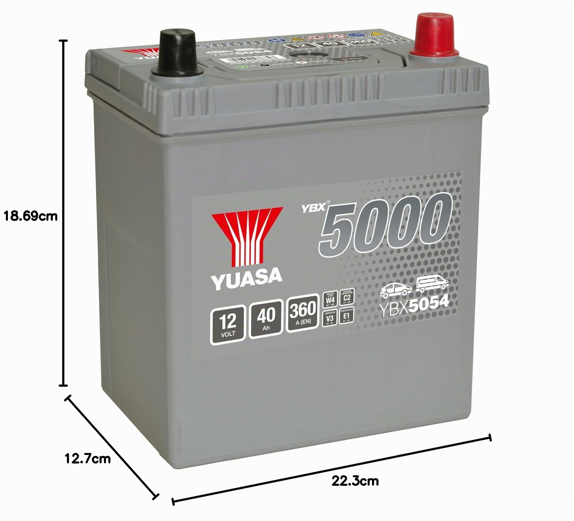 YUASA Batterie 40, Ah 360, A/EN YBX5054 L 187mm B 127mm H 223mm Compatible avec SUZUKI JIMNY FJ, TOYOTA Yaris 3/5 portes P1, HONDA CIVIC VIII Hatchback FN, FK, HYUNDAI i10 PA