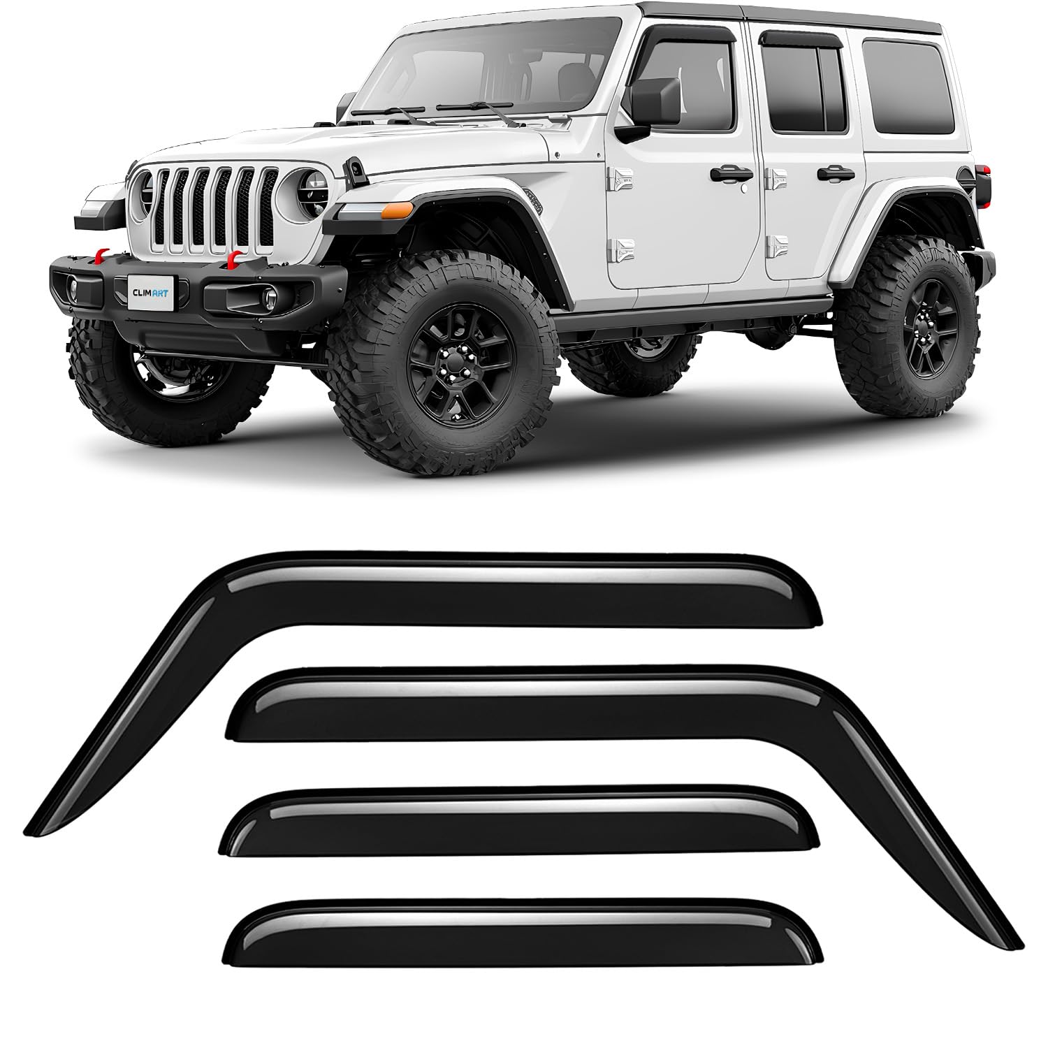 CLIM ART Windabweiser für/kompatible mit Jeep Wrangler 18-26 - Klebe 4 St.