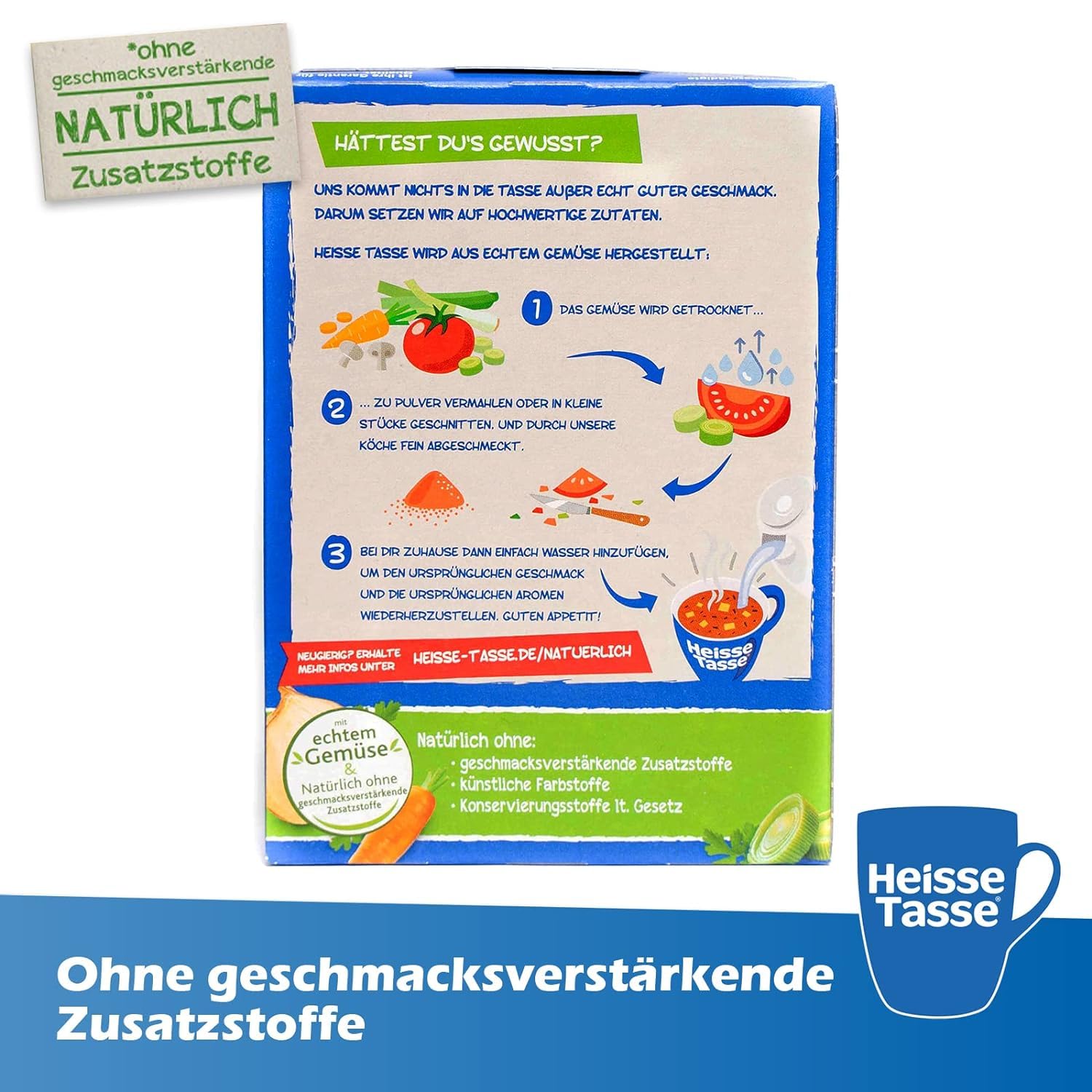 Heisse Tasse Gemüse-Creme Suppe mit Knusper-Croûtons 12er Pack (12 x 450 ml), In nur 2 Minuten fertig – Der perfekte Suppen - Snack zum Entspannen