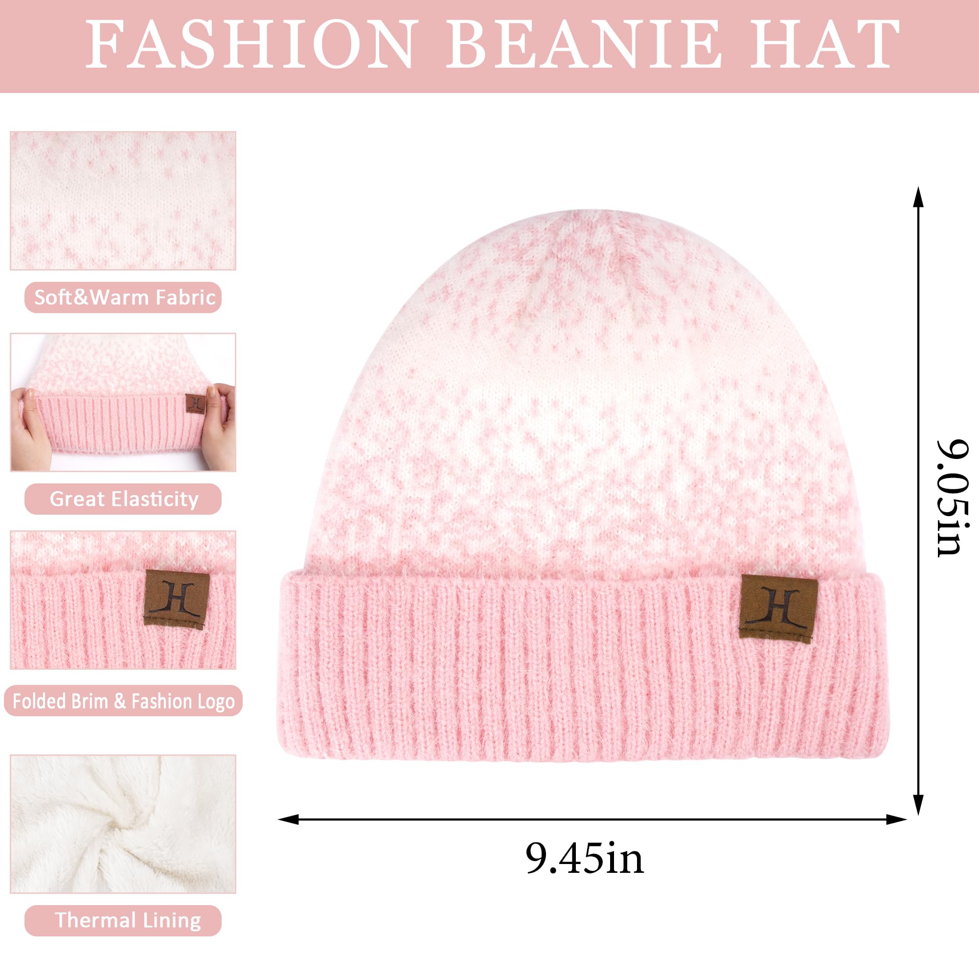 Damen Winter Warm Mütze Touchscreen Handschuhe und Lang Schal Set mit Fleece Gefütterte, Thermo Wintermütze Strickmütze Beanie Winterhandschuhe Strickhandschuhe Schals Frauen Geschenk Weihnachten