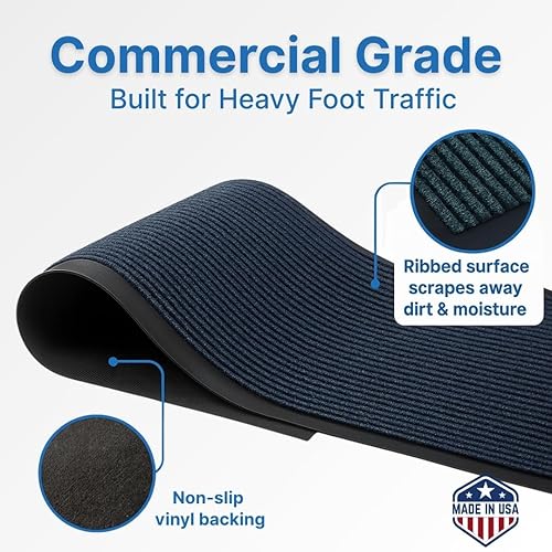 Miniatura 2 de Consolidated Plastics Brush Dry Mat fabricado en Estados Unidos, tapete comercial resistente para entradas de interiorexterior, parte trasera