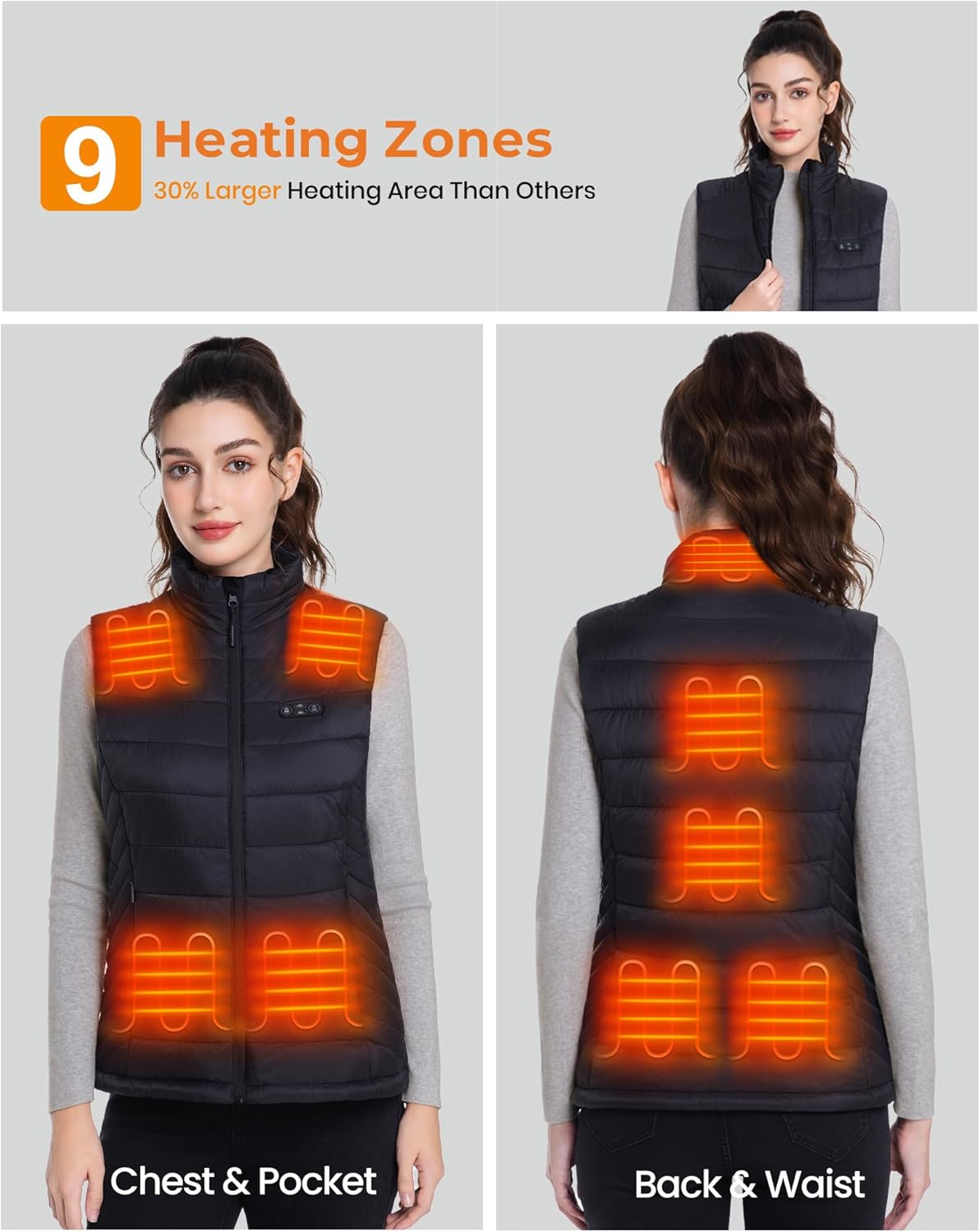 Heated Vest for Women with 7.4V 16000mAh Battery Pack Included, Lightweight Women's Heated Vest Warming Heating vests - Image 4
