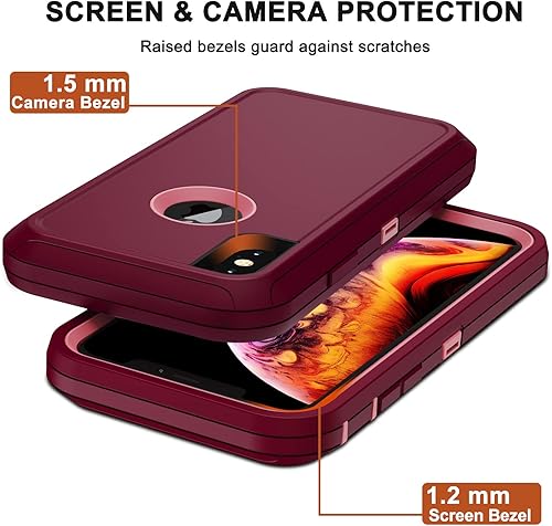 Miniatura 5 de Funda para iPhone X, iPhone Xs con funda de clip para cinturón, 2 protectores de pantalla, grado militar, a prueba de golpes, resistente, a prueba