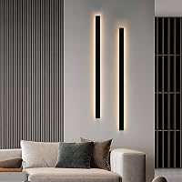 HMAKGG Kültéri Fali Lámpa 80 cm - 24W Antracit IP65 Vízálló LED Világítás 3000K Meleg Fehér - Terasz, Kert, Villa Homlokzat Megvilágításhoz 9