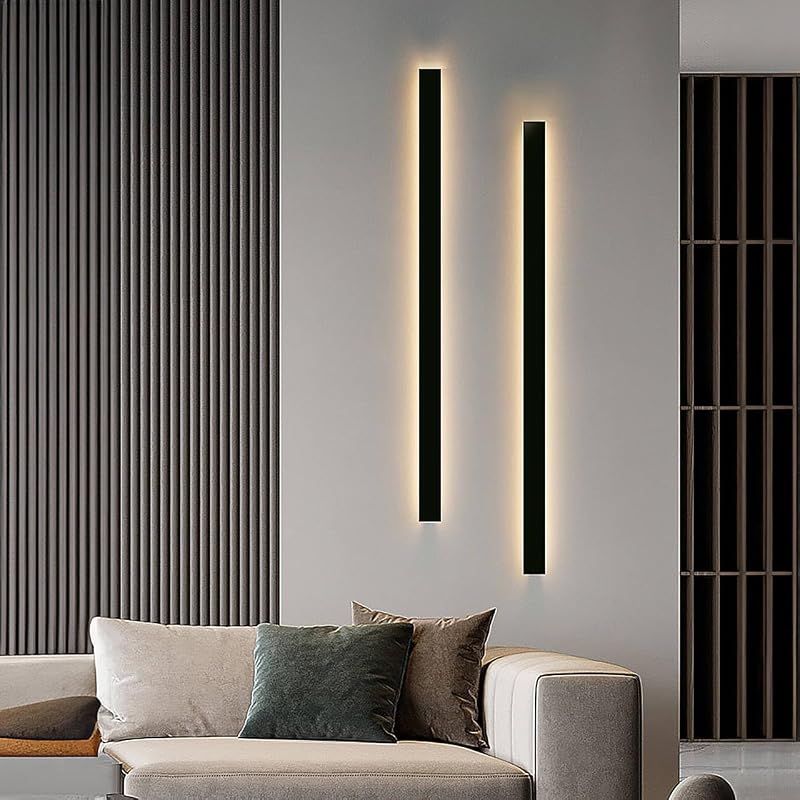 HMAKGG Kültéri Fali Lámpa 80 cm - 24W Antracit IP65 Vízálló LED Világítás 3000K Meleg Fehér - Terasz, Kert, Villa Homlokzat Megvilágításhoz