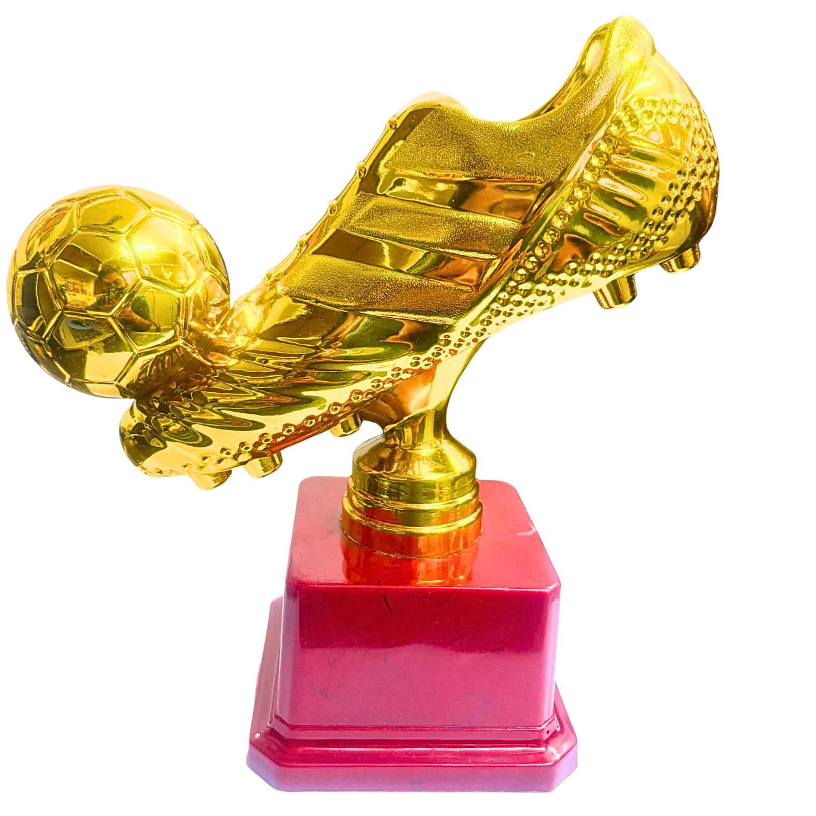 Golden Soccer Boot Trophy with Ball and Heavy Red Base || 9 inches || Logo Printing, Writings & Customisation Available-image-6