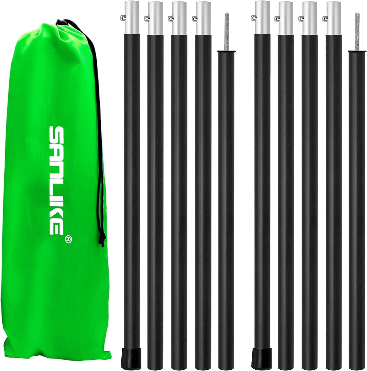 SAN LIKE Barra telescópica para Tiendas de campaña, Barras de Aluminio Ajustables para Lonas, reemplazo Ligero, Barras de Apoyo, 190 cm, 1/2 Juegos (5 Secciones)