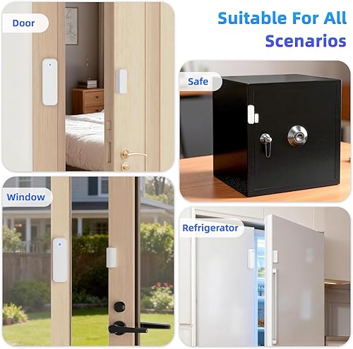 Vista 7 de Timbre con sensor de puerta WiFi, sensor inteligente de ventana de alerta abierta para empresas/hogar/niños, notificación de aplicación en tiempo