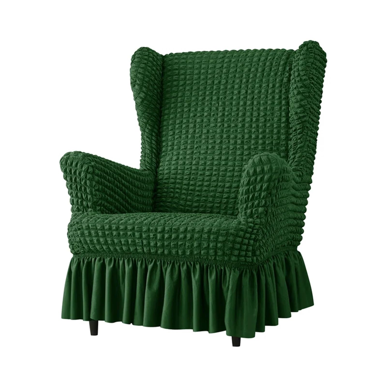 GCYEIDMA Wing Chair Slipcover Seersucker Wing Chair Cover Solid Color Armchair Slipcover Stretch Wingback Sofa Covers with Cushion Home Decor(A9 Wingchair Cover)