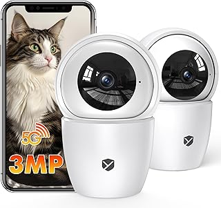 YESKANO 2K Indoor WiFi Camera, 2.4/5GHz Indoor Surveillance Camera 360°PTZ Camera with Auto Tracking, Night Vision, Childr…