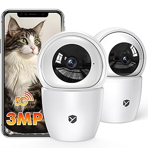 2K Camara Vigilancia WiFi Interior 360°PTZ, Cámara Vigilancia Domicilio WiFi con 2.4G/5G, Visión Nocturna, Seguimiento Automatico, Modo Privacidad, Sirena, Compatible con Alexa, Pack de 2