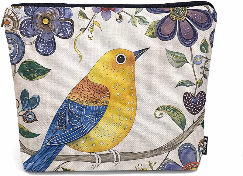 Necessaire Kalygon Hummingbird para Cosméticos e Itens de Viagem, Linho, 20,07 x 18,03 x 0,51 cm, 1 unidade