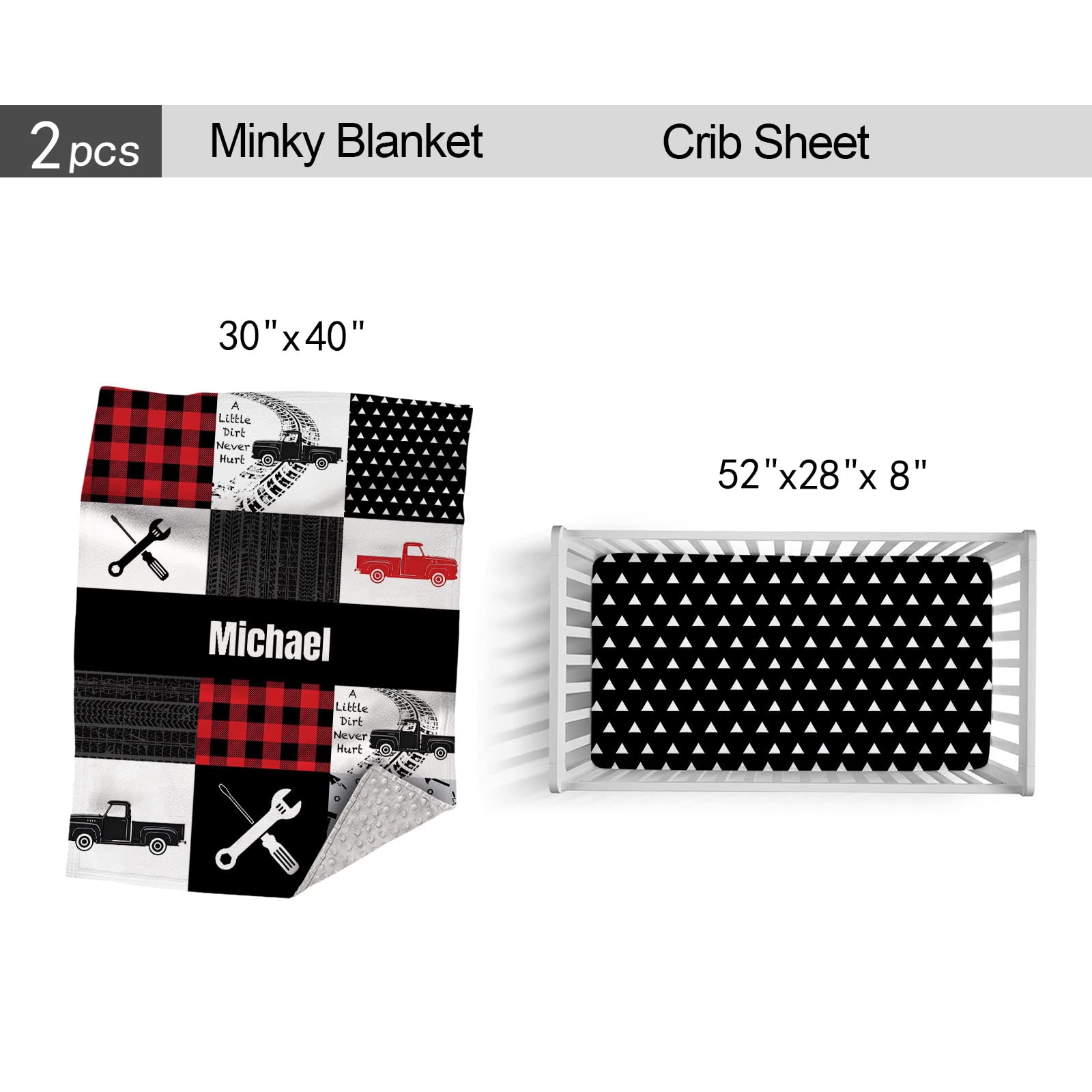 Baby Crib Sheet Buffalo Plaid 2-Pack Crib Sheet Set, Red And Grey