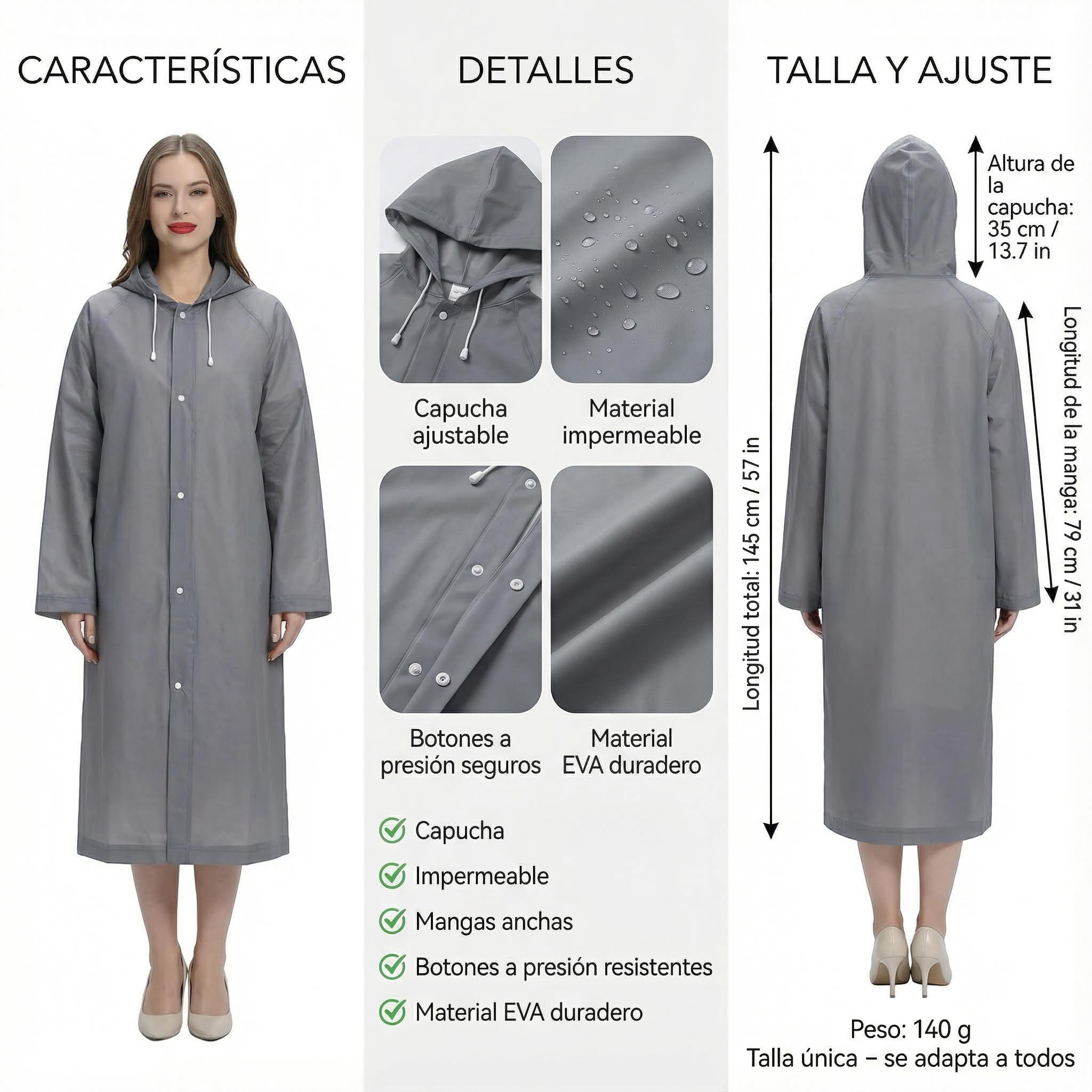 2 Piezas Poncho de Lluvia Impermeable con Capucha y Mangas, Reutilizable, Chubasqueros Impermeable para Hombre y Mujer, Ropa de Agua para Viajes y Exteriores, Talla Única