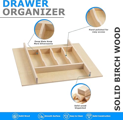 Miniatura 4 de WelFurGeer Organizador de cajones de cubiertos, organizador de cubiertos para cajón, organizador de cajones de cocina, organizador de cajones de