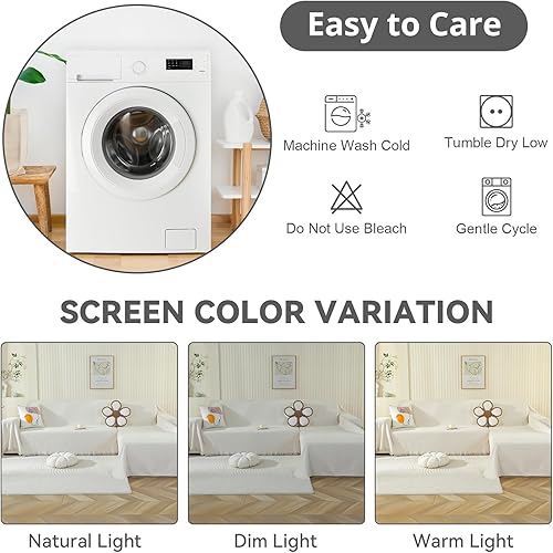 Miniatura 7 de OstepDecor Fundas para sofá modular, 2 piezas, funda de sofá en forma de L, funda de sofá de felpilla para perros, lavable, funda para sofá, funda