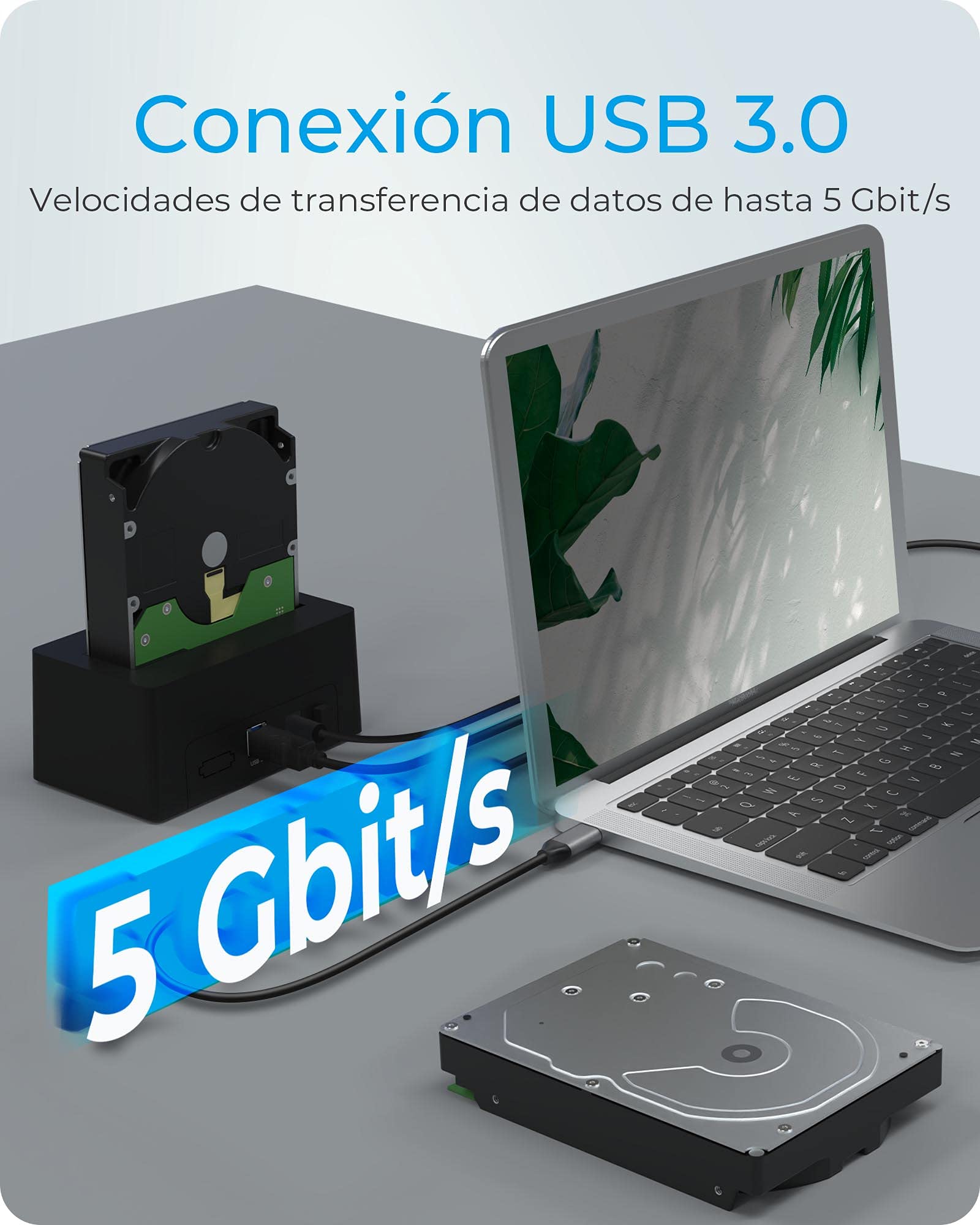 Icy Box Estación de Acoplamiento para Discos Duros y SSD USB 3.0, SATA 2,5" y 3,5", Negro