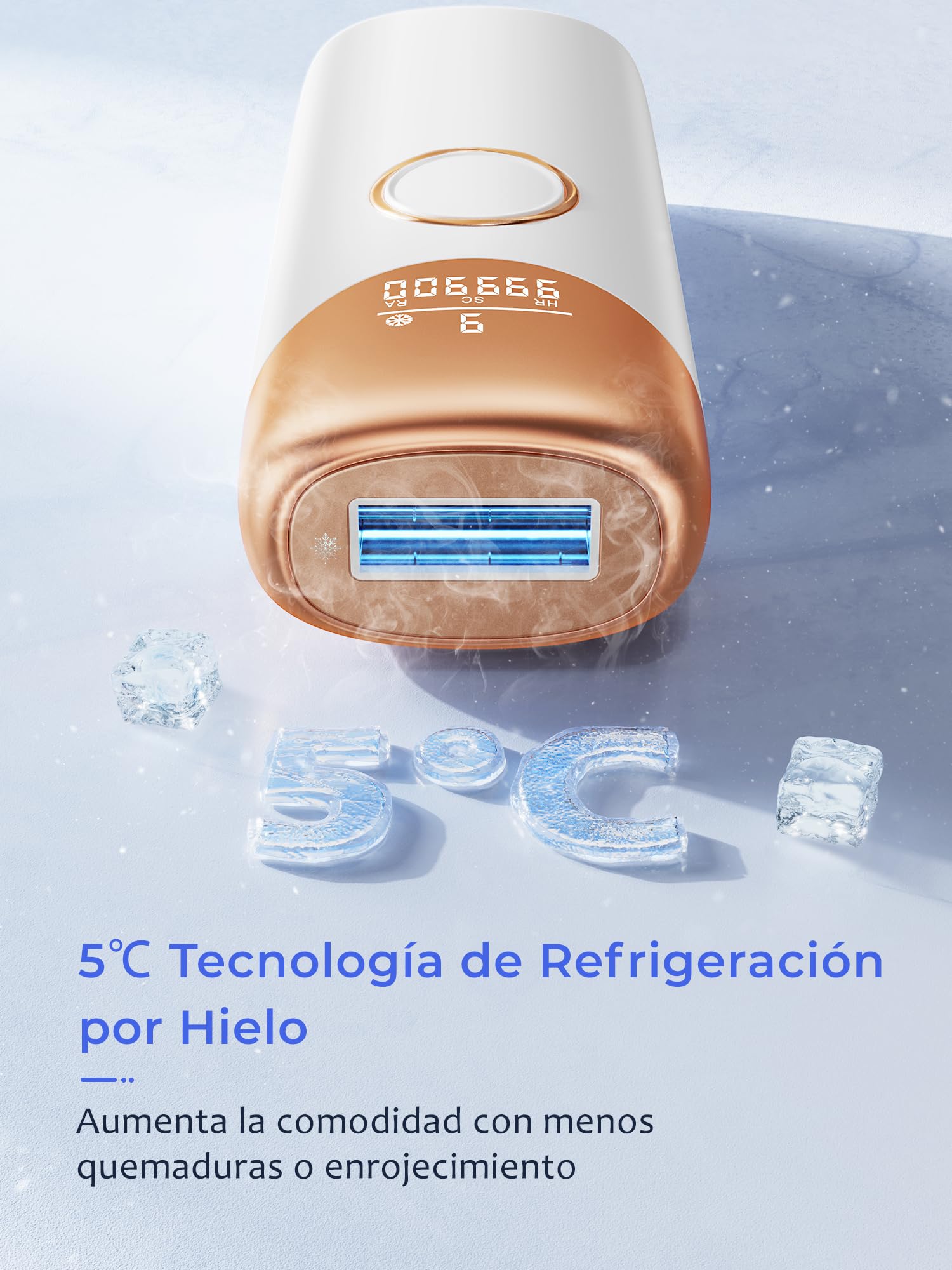 Depiladora Laser con Función de Refrigeración, IPL Depiladora Luz Pulsada con 9 Niveles de Energía, 600-1200 NM Luz Roja, Depilacion Laser Casa para Mujer y Hombre, Bikini, Axilas, Cara, Blanco