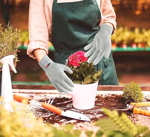 Vista 57 de Guantes de corte, 1 par de guantes resistentes a los cortes de grado alimenticio, guantes resistentes a cortes para cocina, pelado de ostras, Gris