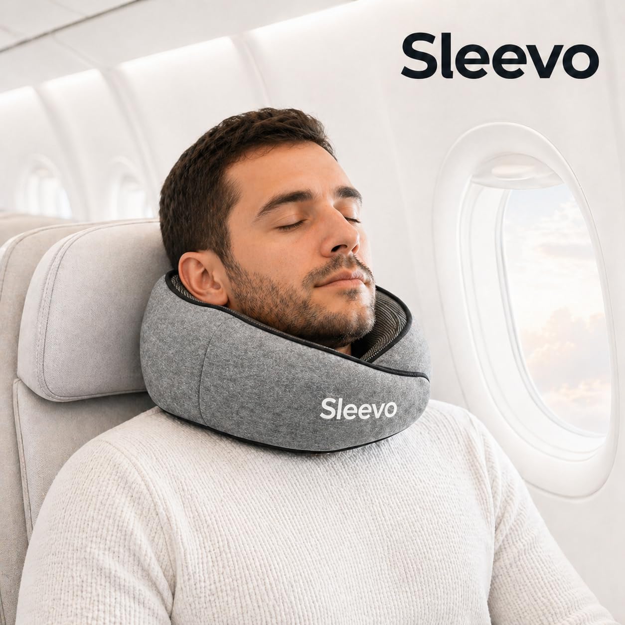 Pro - Almohada cervical (L), diseño de avión, color gris