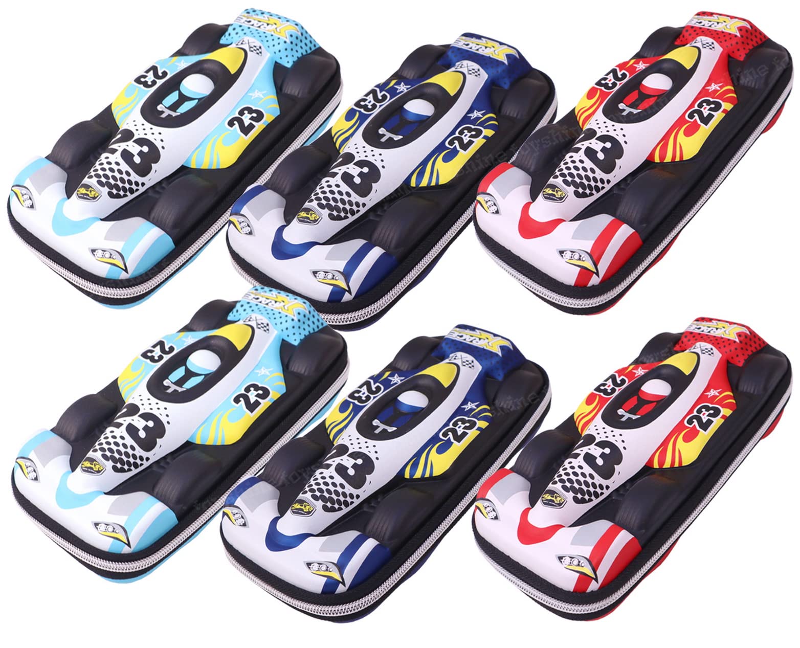 Toyshine Pack Of 6 F-Racer Hardtop Pencil Case With Compartments - Kids Large Capacity School Supply Organizer Students Stationery Box - Girls Boys Pen Pouch- Multicolor - Ethylene Vinyl Acetate (EVA) (B0C6GXW6TG) Amazon Price History, Amazon Price Tracker