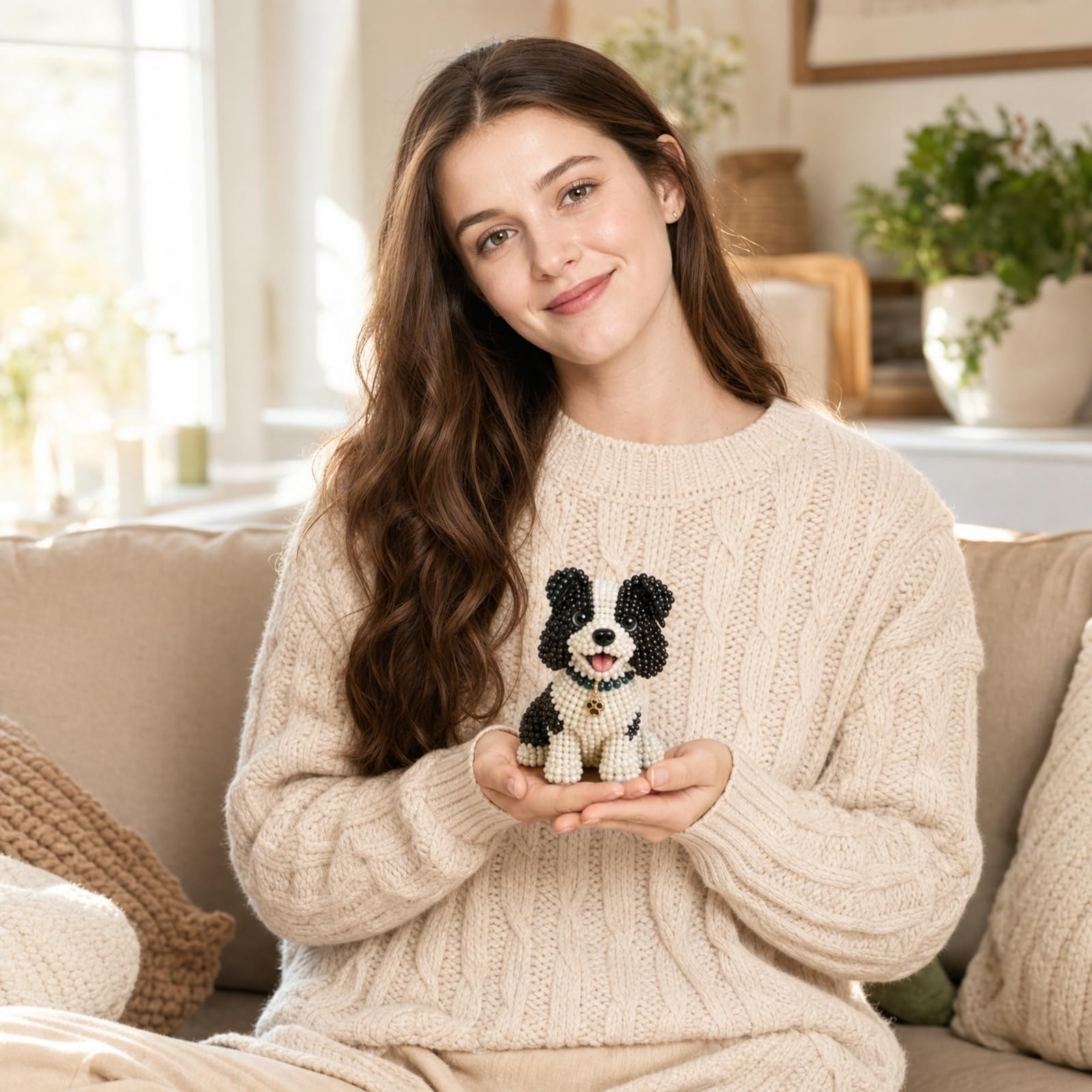 Generisch Mini 3D Perlen Tier Bastelset - Kunsthandwerksset Aus Perlenstickset Mit Anleitung - Perlenstickset für Erwachsene & Anfänger - Geschenk für Bastler (13-Hundefreunde 01)