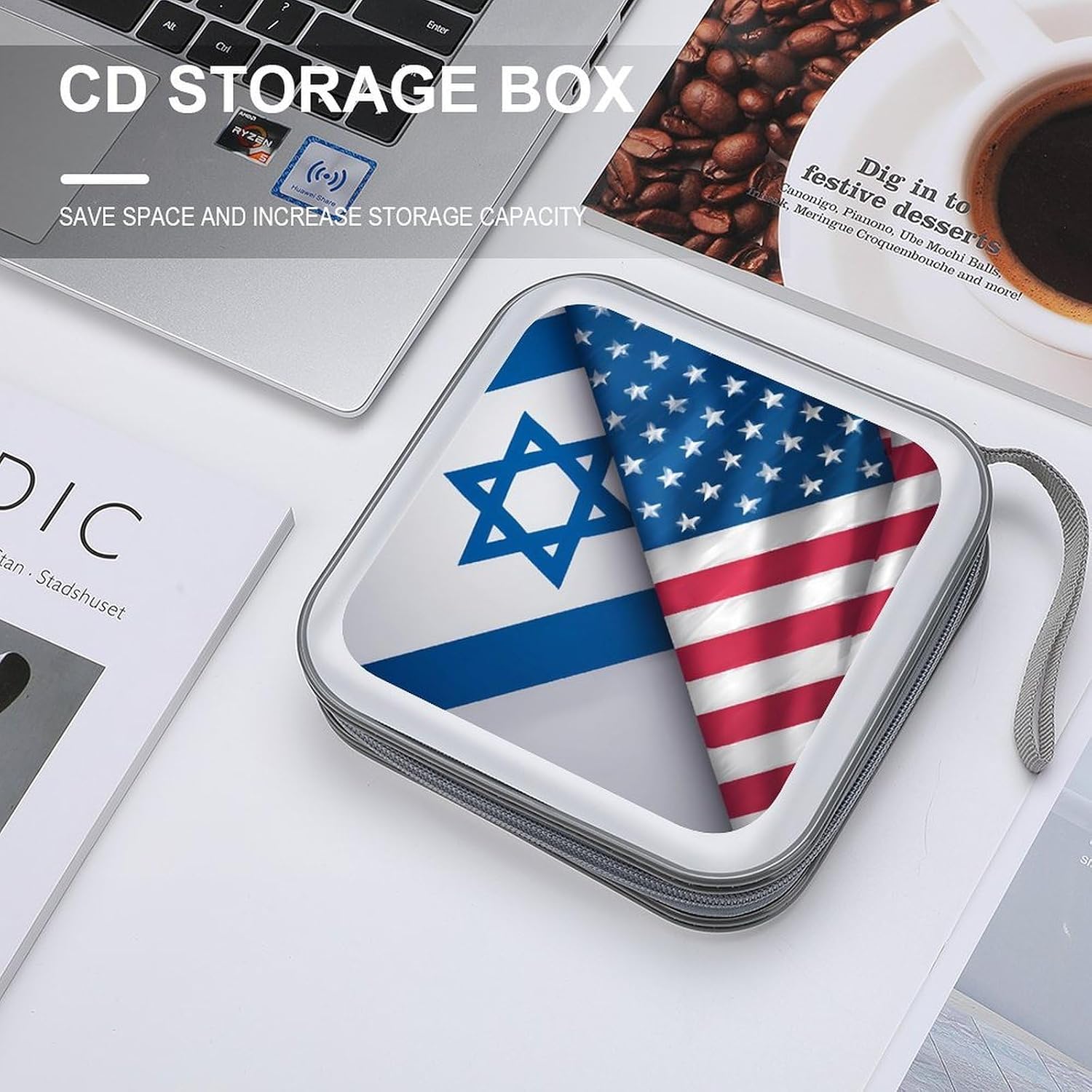 USA Friendship Nations Flag CD Case 40 Capacity DVD Holders Wallet for Home Travel