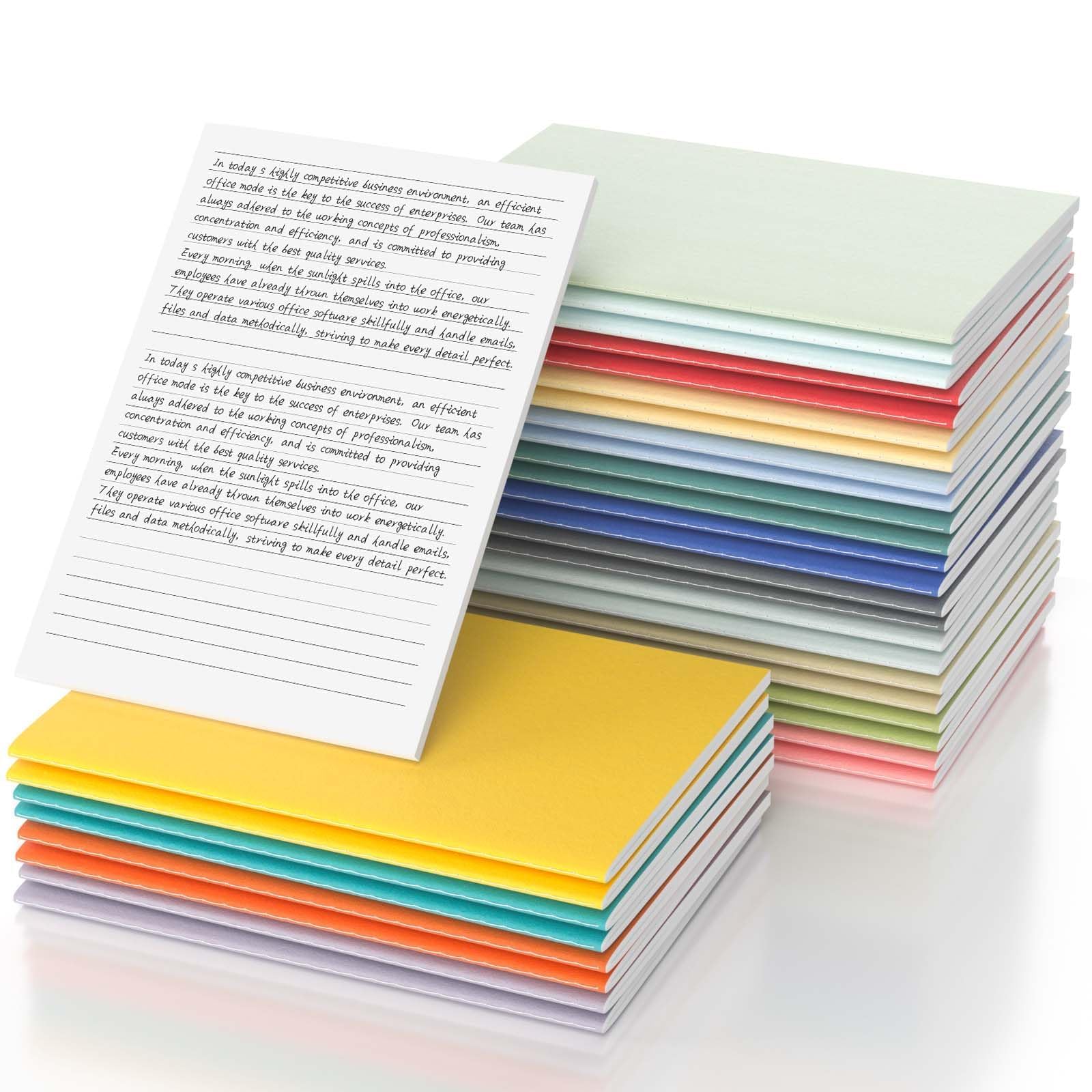 Tagebuch-Notizbücher, A5, liniert, 32 Stück, liniert, kleine Kraft-Notizbücher, Großpackung, 21,6 x 14,9 cm, 16 Farben, Kompositions-Notizbücher, Schreibtagebuch, Schulbedarf für Schule, Arbeit und