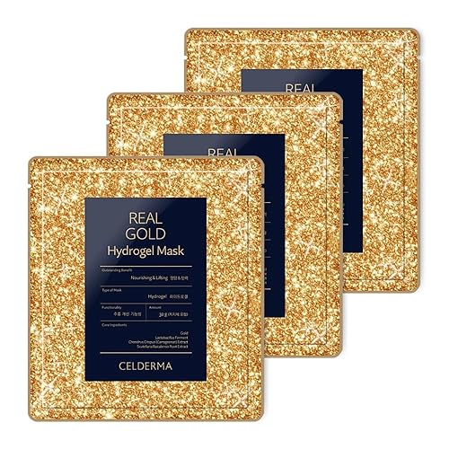 Miniatura 2 de CELDERMA Máscara de hidrogel REAL GOLD 3 piezas, máscara de hidrogel Prestige con ingredientes de oro real de 24 quilates, nutritiva y reafirmante,